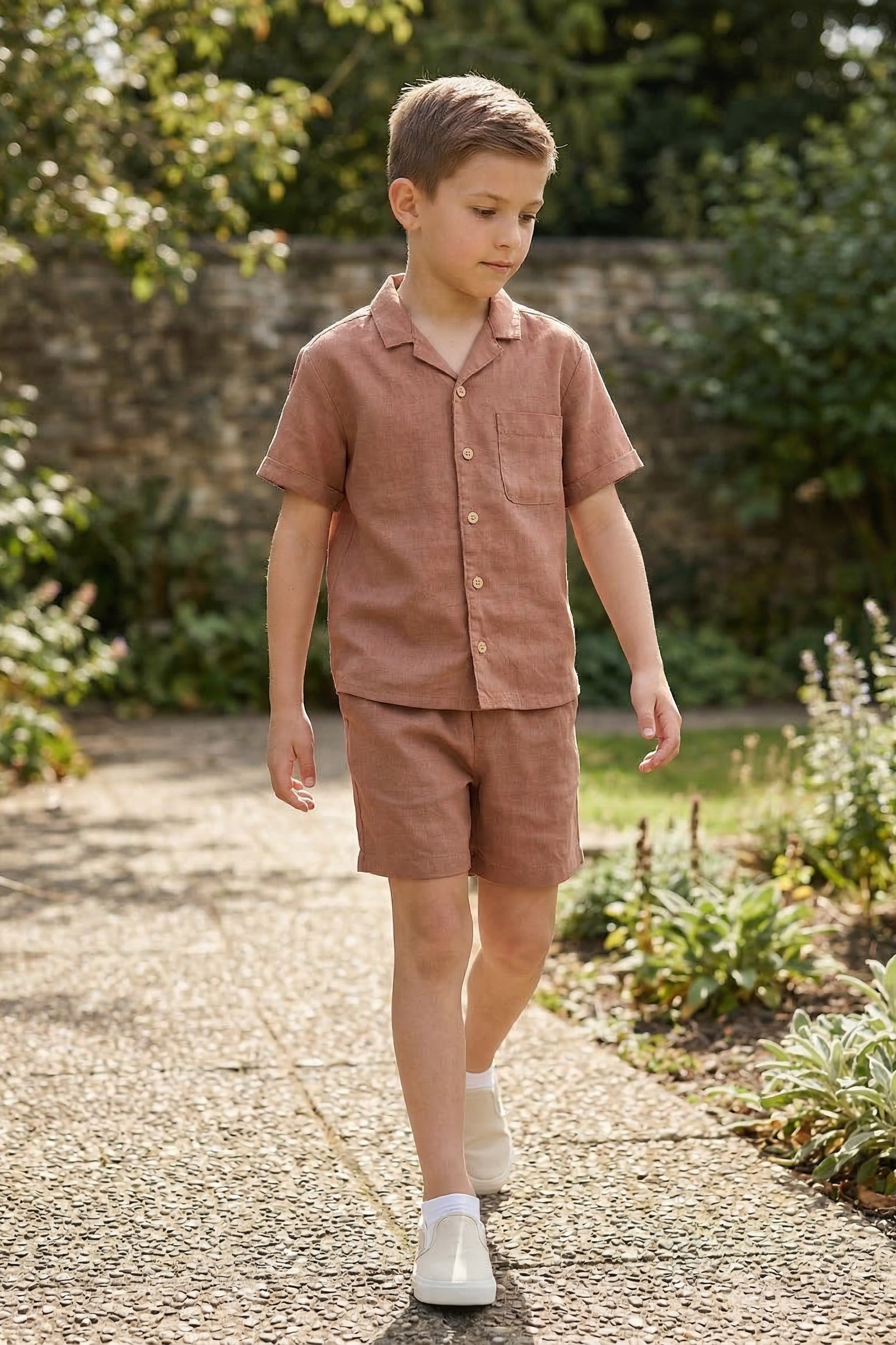 Light Reddish-Brown Shirt 2-Piece Set