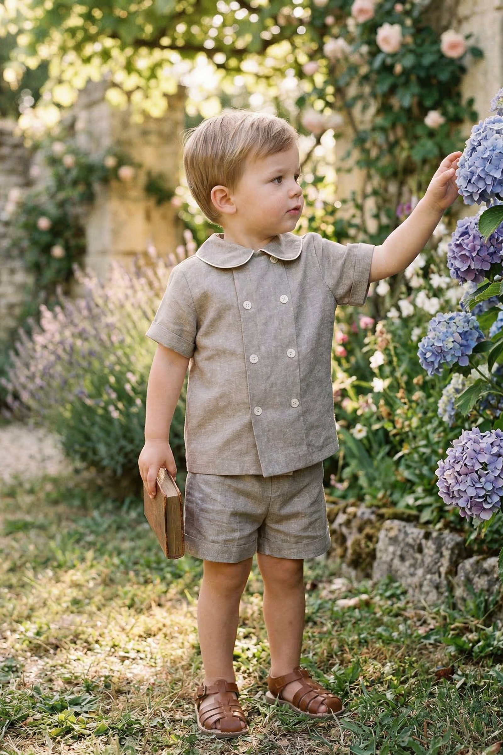 Light gray Lapel Double-Breasted 2-Piece Set