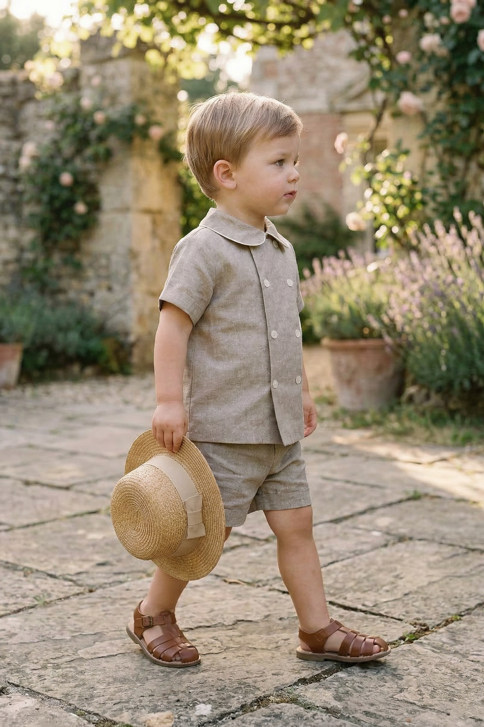 Light gray Lapel Double-Breasted 2-Piece Set
