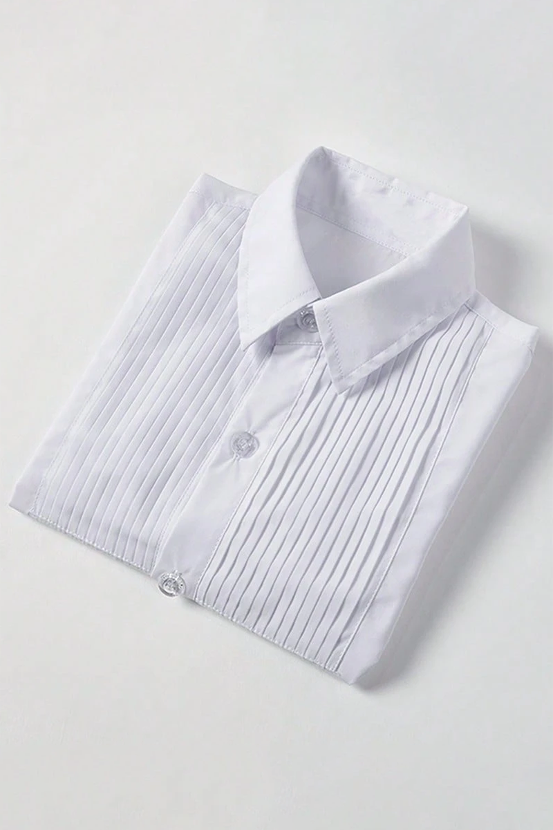 Boys White Pleated Shirt for Weddings & Formal