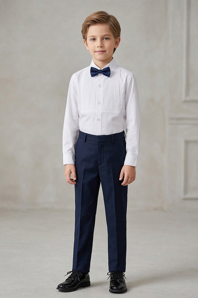 Boys White Pleated Shirt for Weddings & Formal