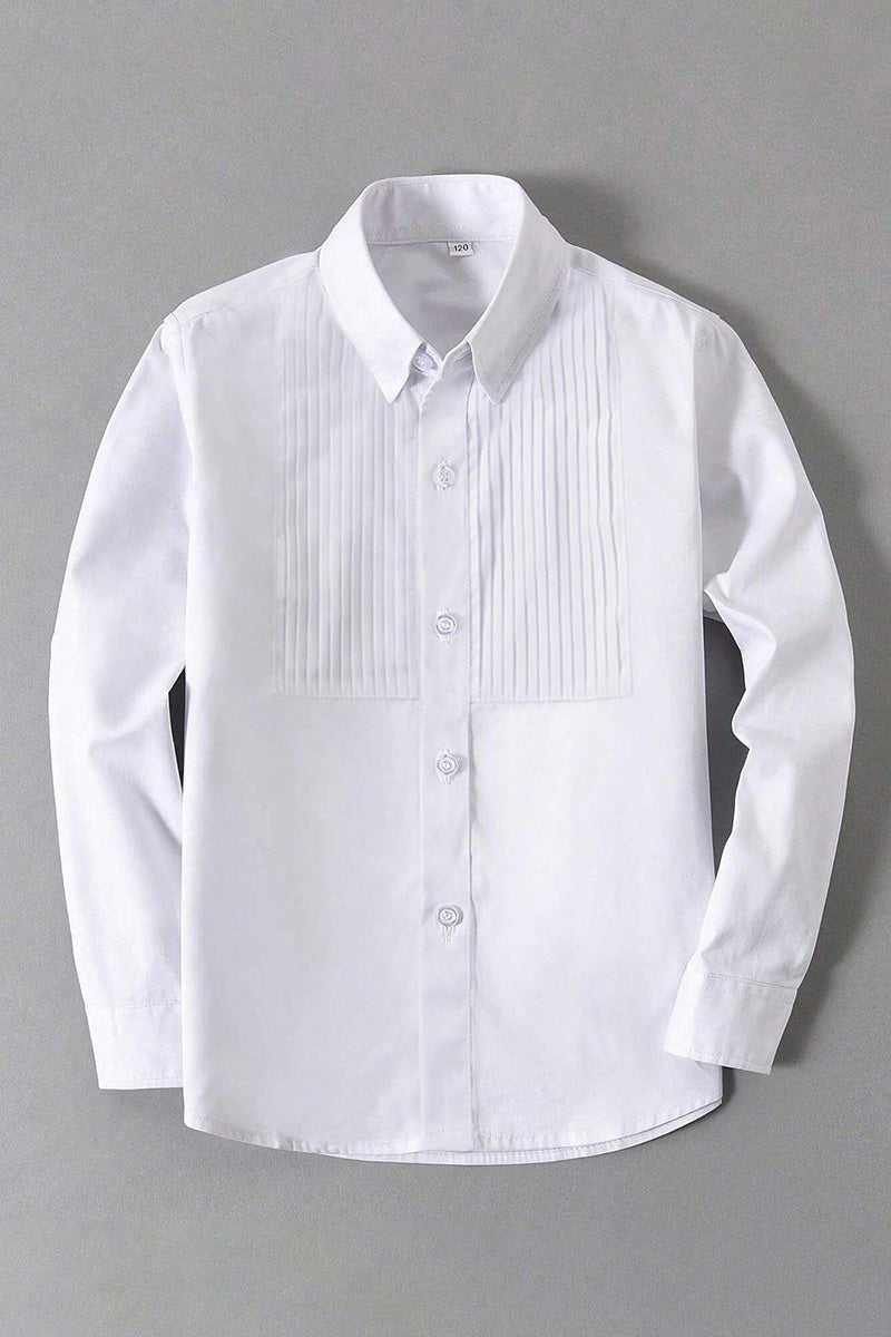 Boys White Pleated Shirt for Weddings & Formal