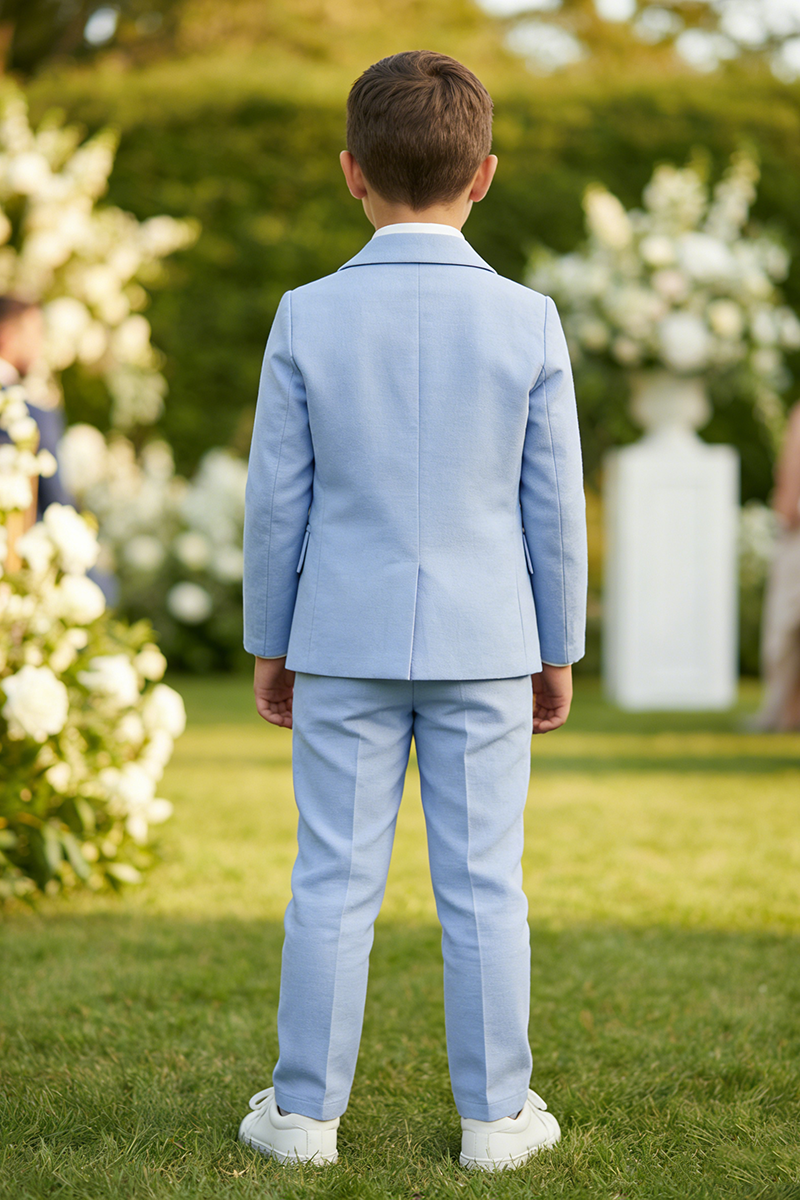 Boys Light Blue Linen-Blend 2-Piece Suit