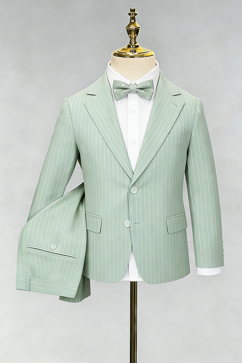 Boys Sage Green Pinstripe 2-piece Suit