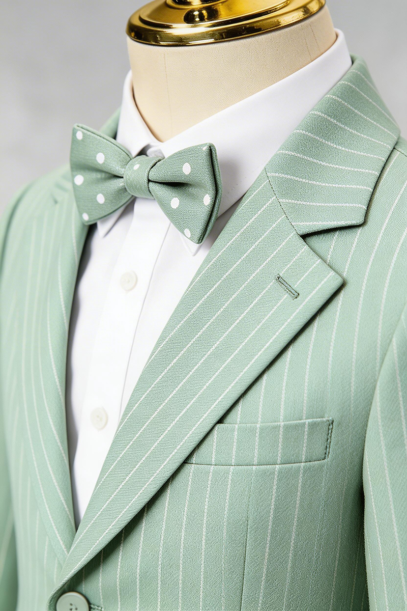 Boys Sage Green Pinstripe 2-piece Suit