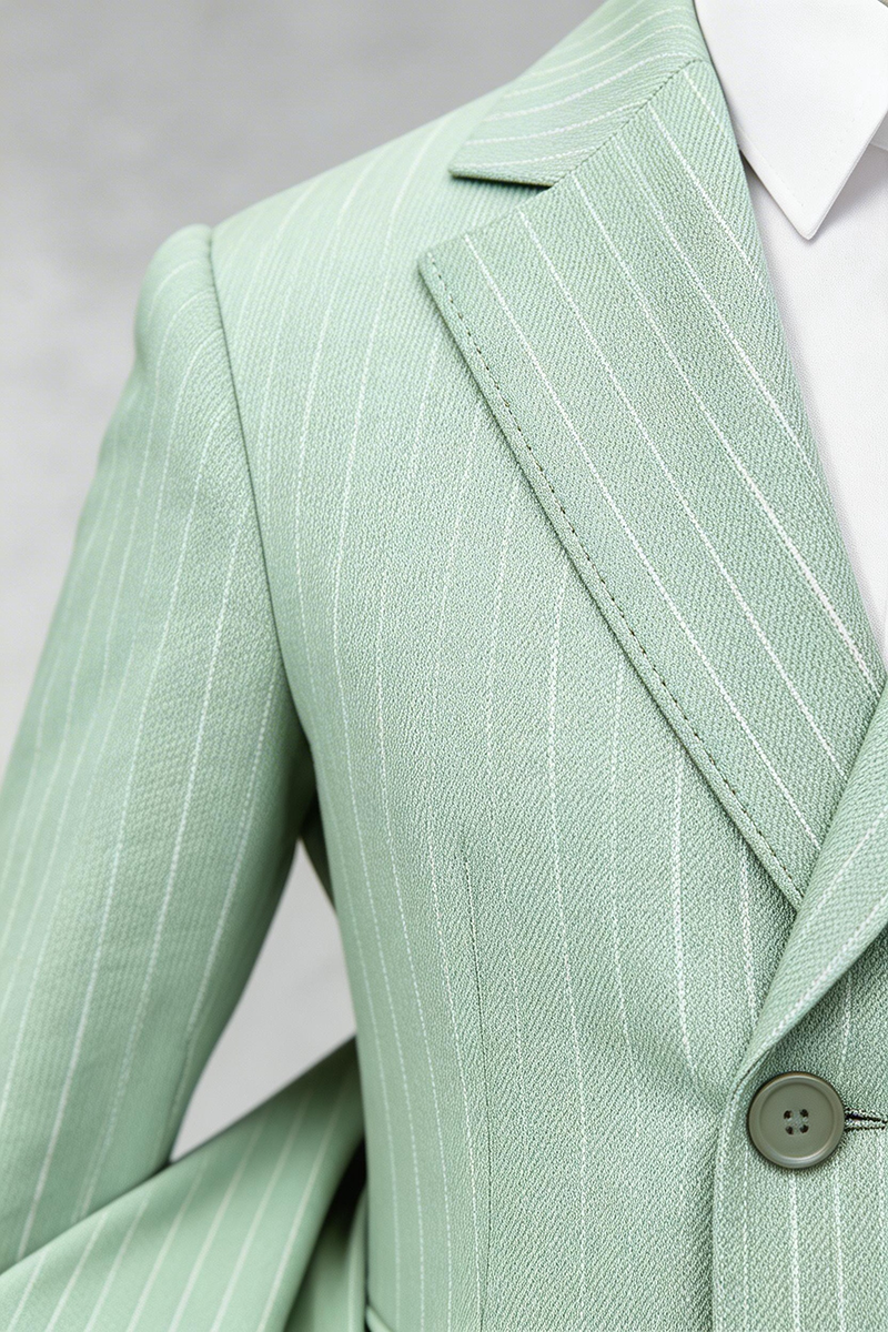 Boys Sage Green Pinstripe 2-piece Suit