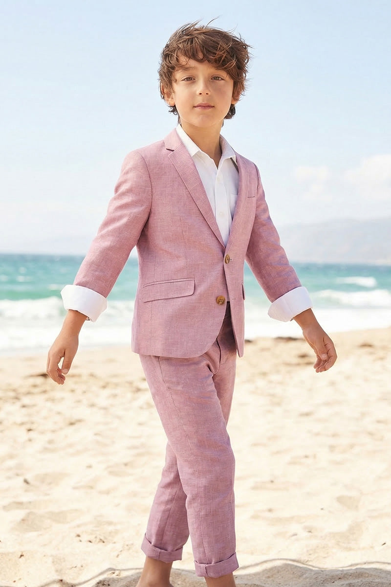 Boys Dusty Rose Linen 2-Piece Suit