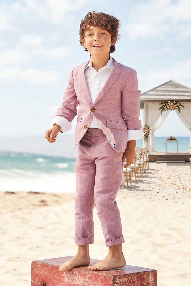 Boys Dusty Rose Linen 2-Piece Suit