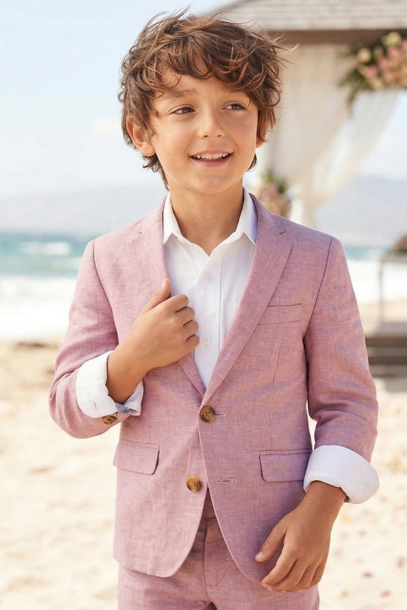Boys Dusty Rose Linen 2-Piece Suit