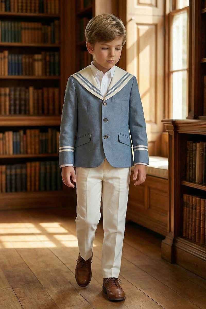 Boys Blue Sailor Collar 2-piece Suit