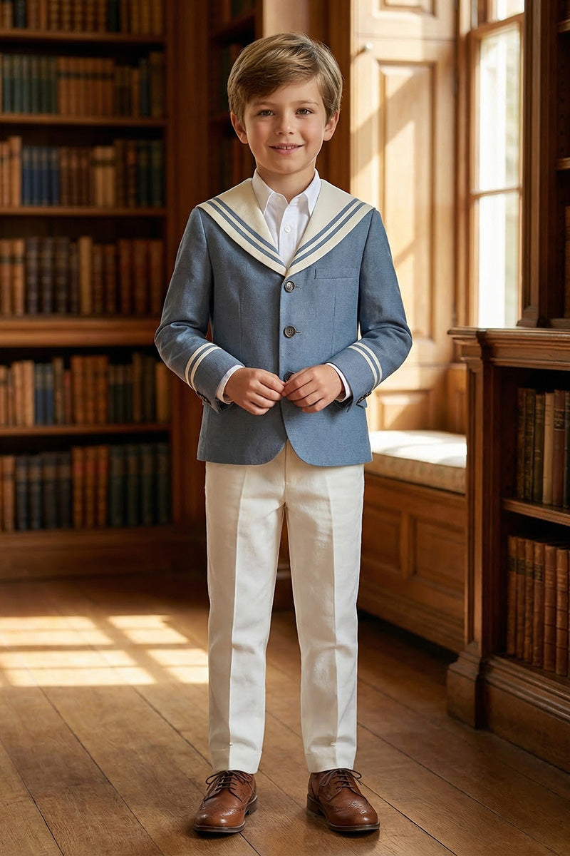 Boys Blue Sailor Collar 2-piece Suit