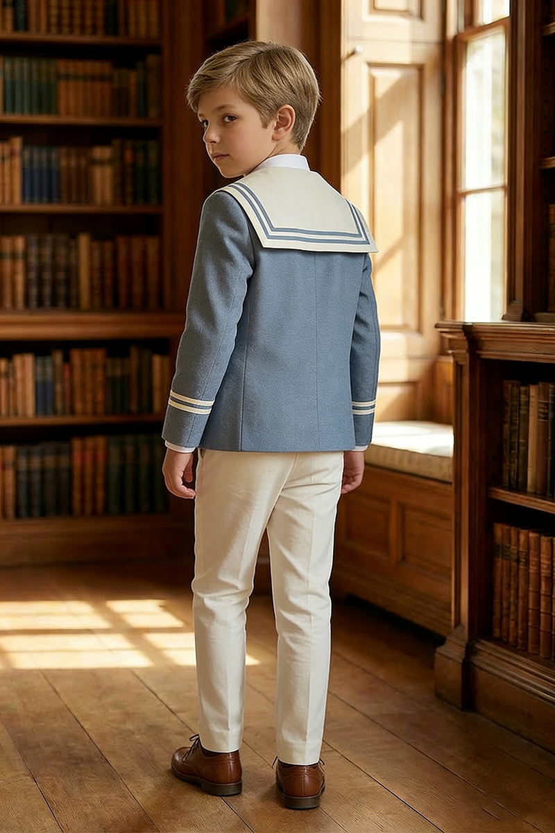 Boys Blue Sailor Collar 2-piece Suit
