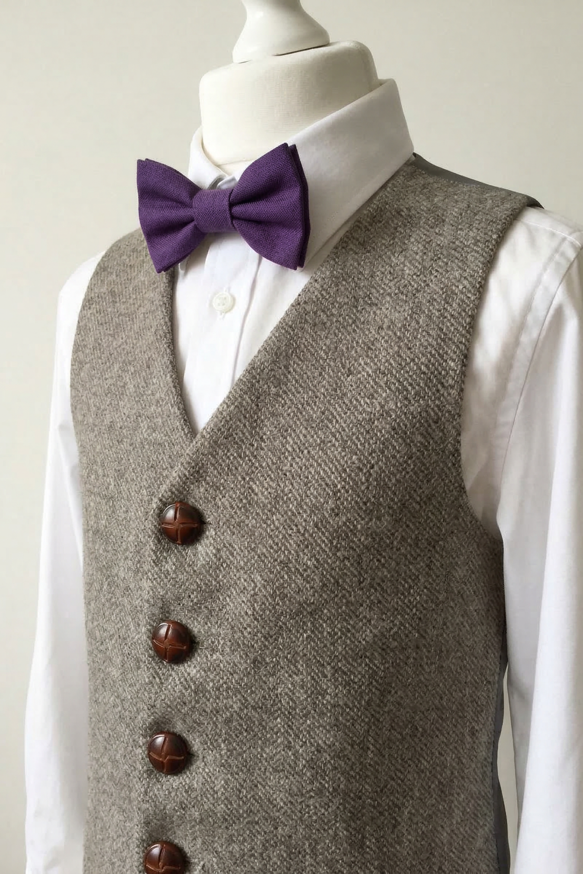 Grey V-neck Single-Breasted Vest