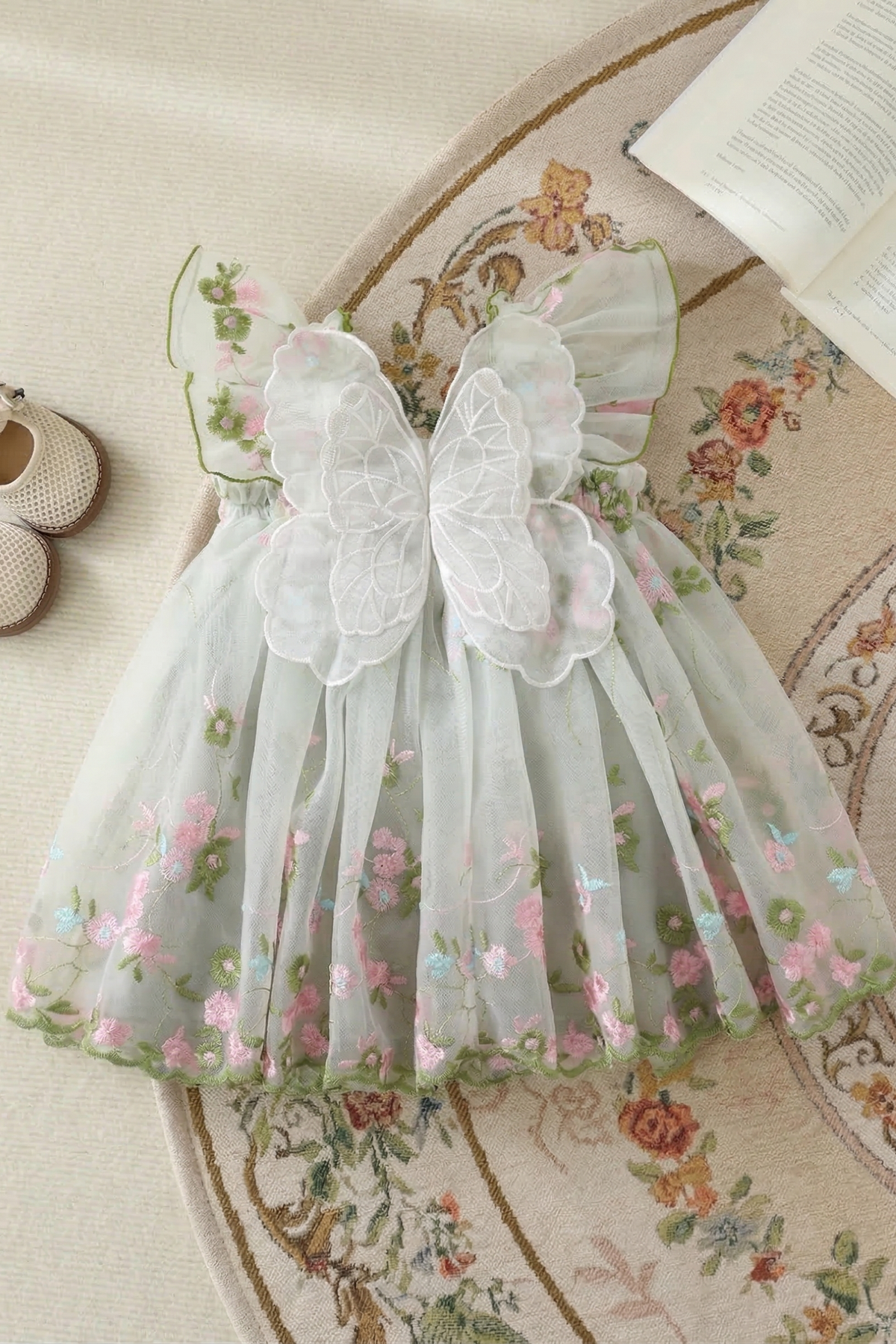 Light Green chiffon butterfly embroidered dress