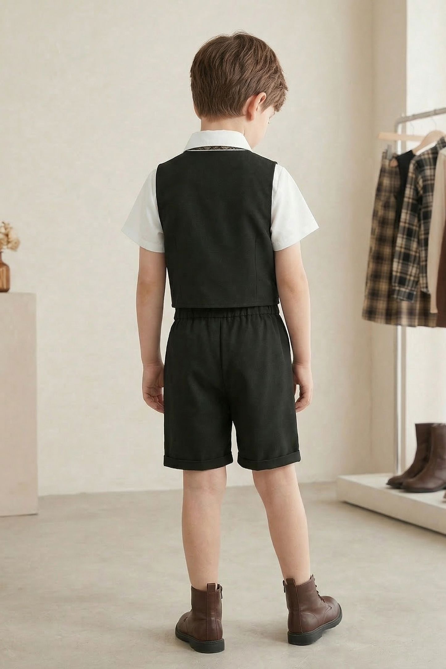 Black Single-Breasted Vest 2-Piece Set