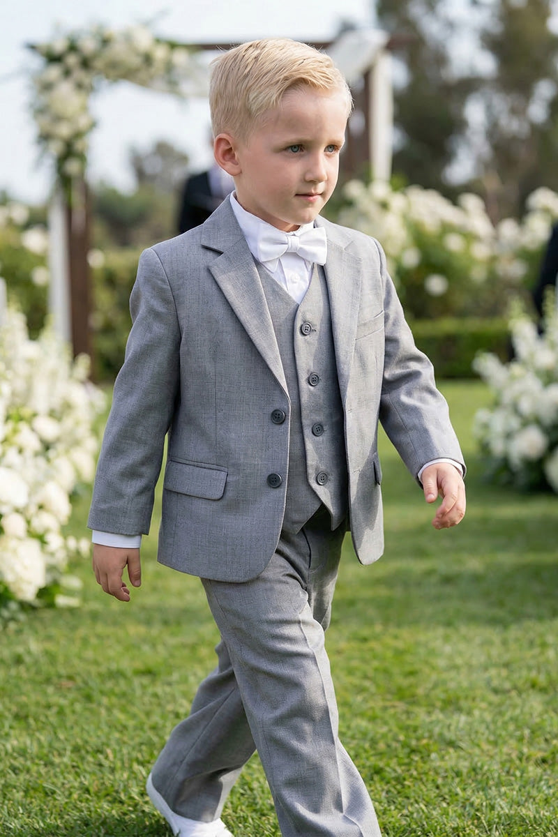 Boys Grey 3-Piece Suit for Garden Weddings