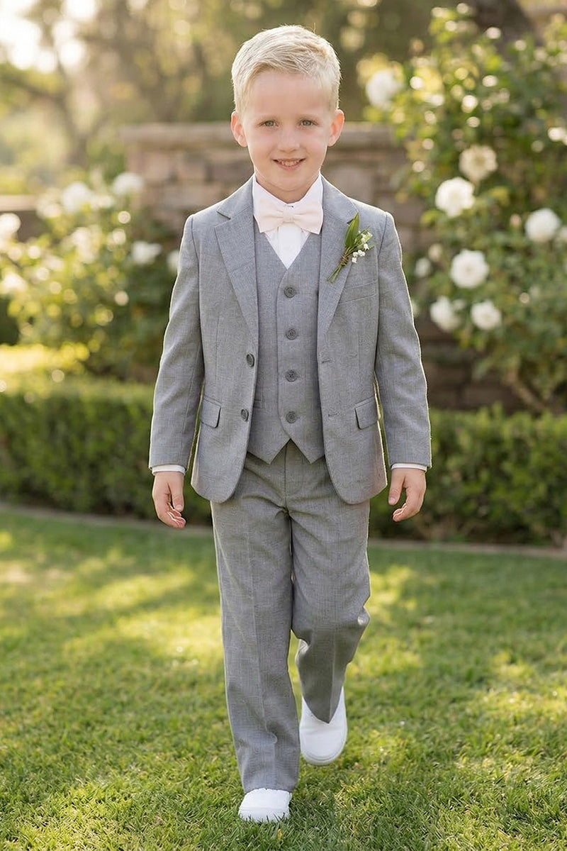 Boys Grey 3-Piece Suit for Garden Weddings