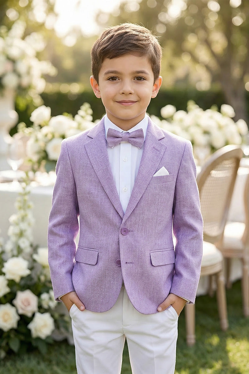 Boys Lavender Linen-Blend 2-Piece Suit