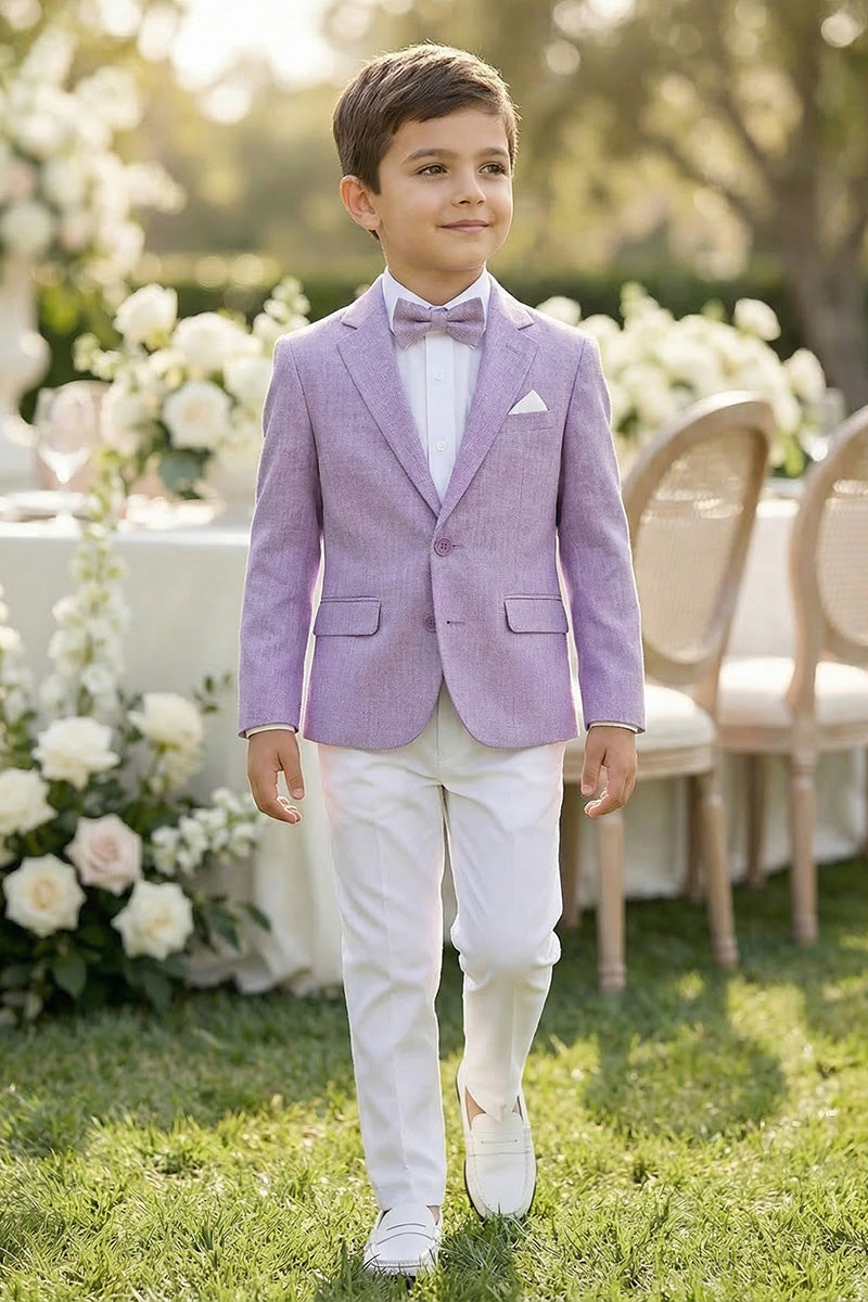 Boys Lavender Linen-Blend 2-Piece Suit