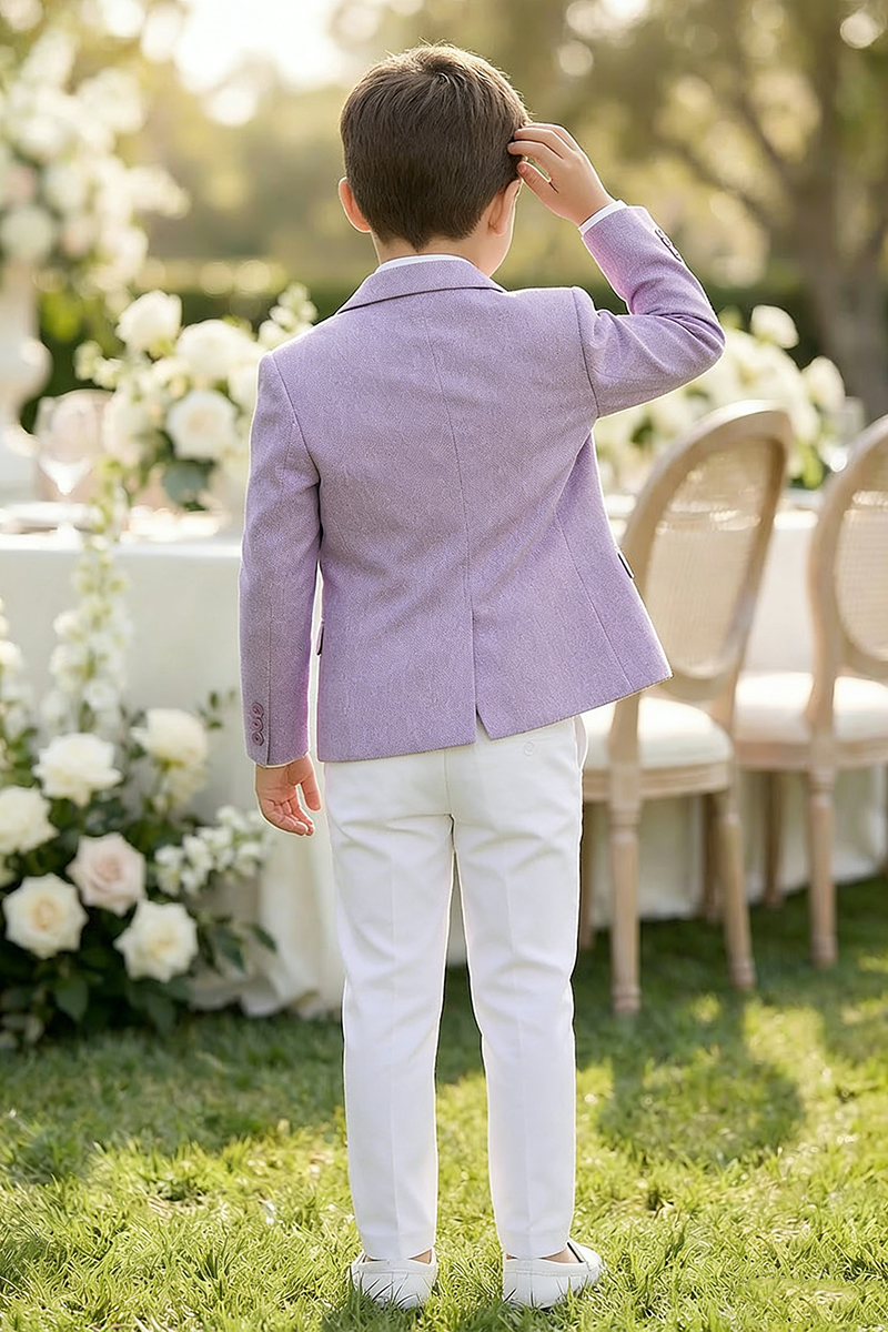 Boys Lavender Linen-Blend 2-Piece Suit