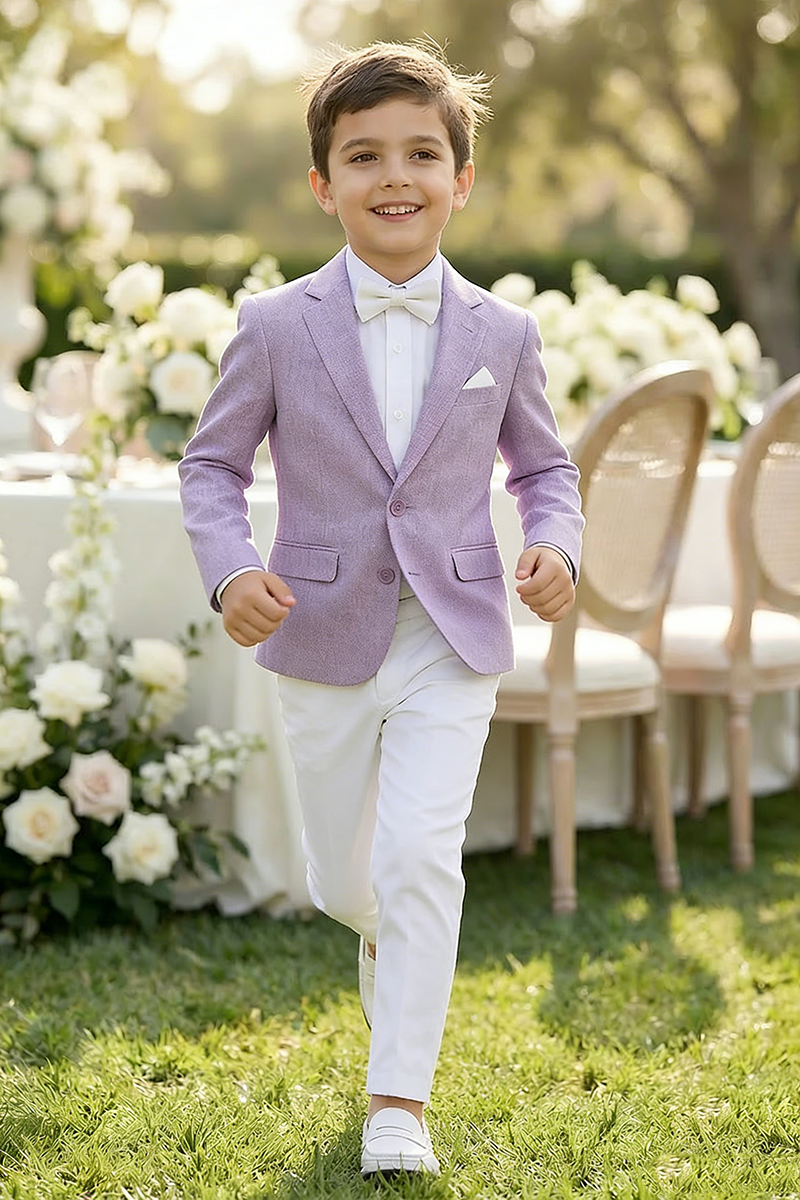 Boys Lavender Linen-Blend 2-Piece Suit