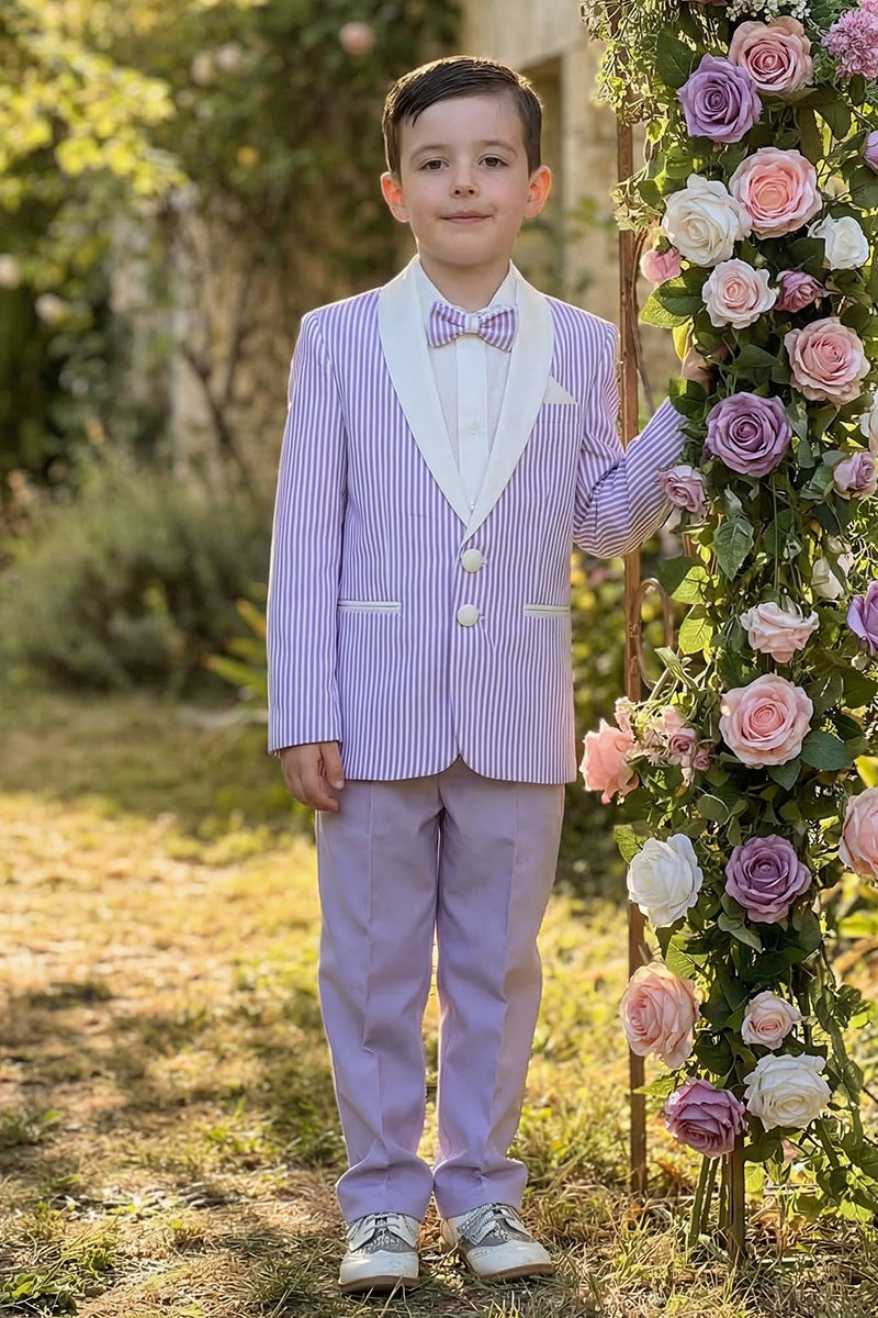 Boys Lavender Pinstripe Shawl Collar 2-Piece Suit