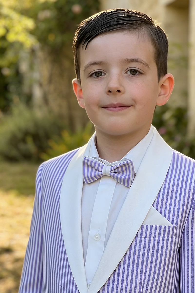 Boys Lavender Pinstripe Shawl Collar 2-Piece Suit