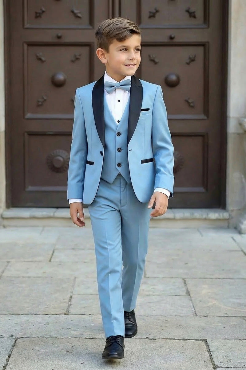 Boys Sky Blue 3-Piece Tuxedo Suit