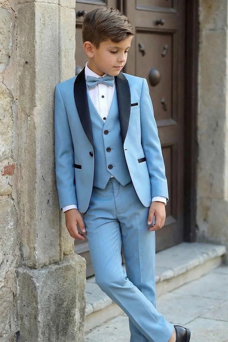 Boys Sky Blue 3-Piece Tuxedo Suit