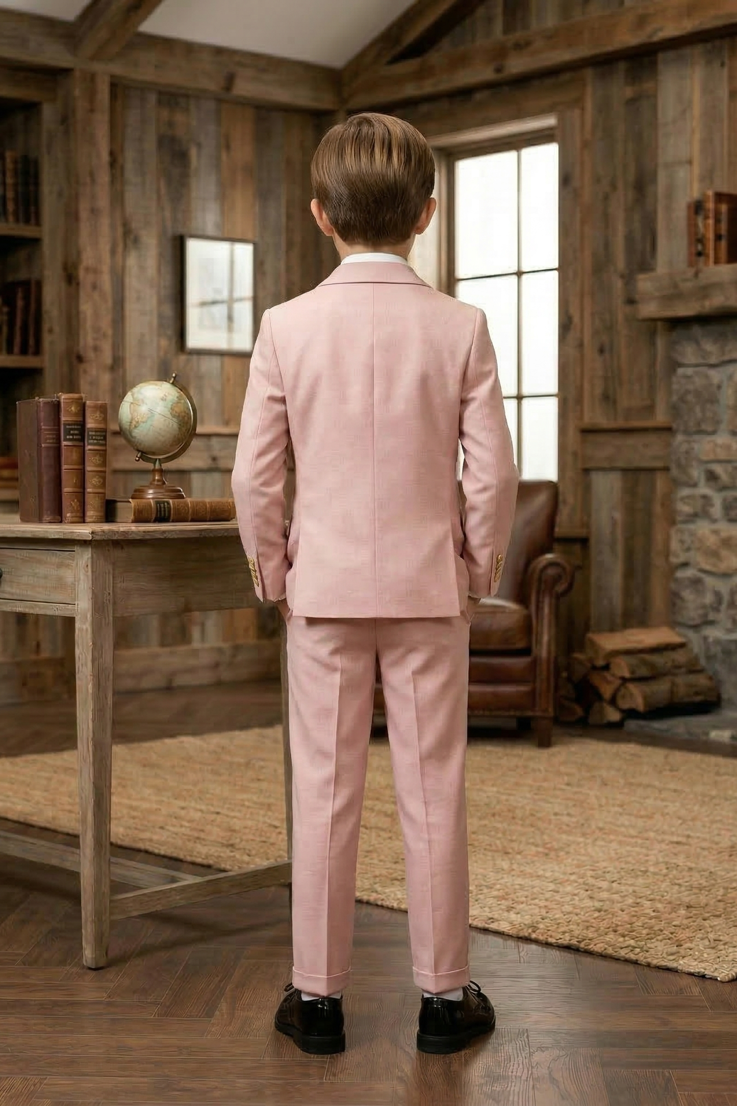 Pink Double-Breasted Gold-Button 2-Piece Suit