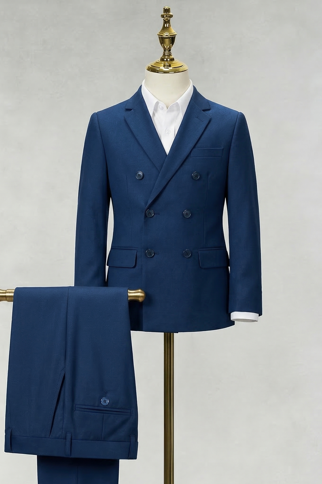 Dark Blue Double-Breasted 2-Piece Suit