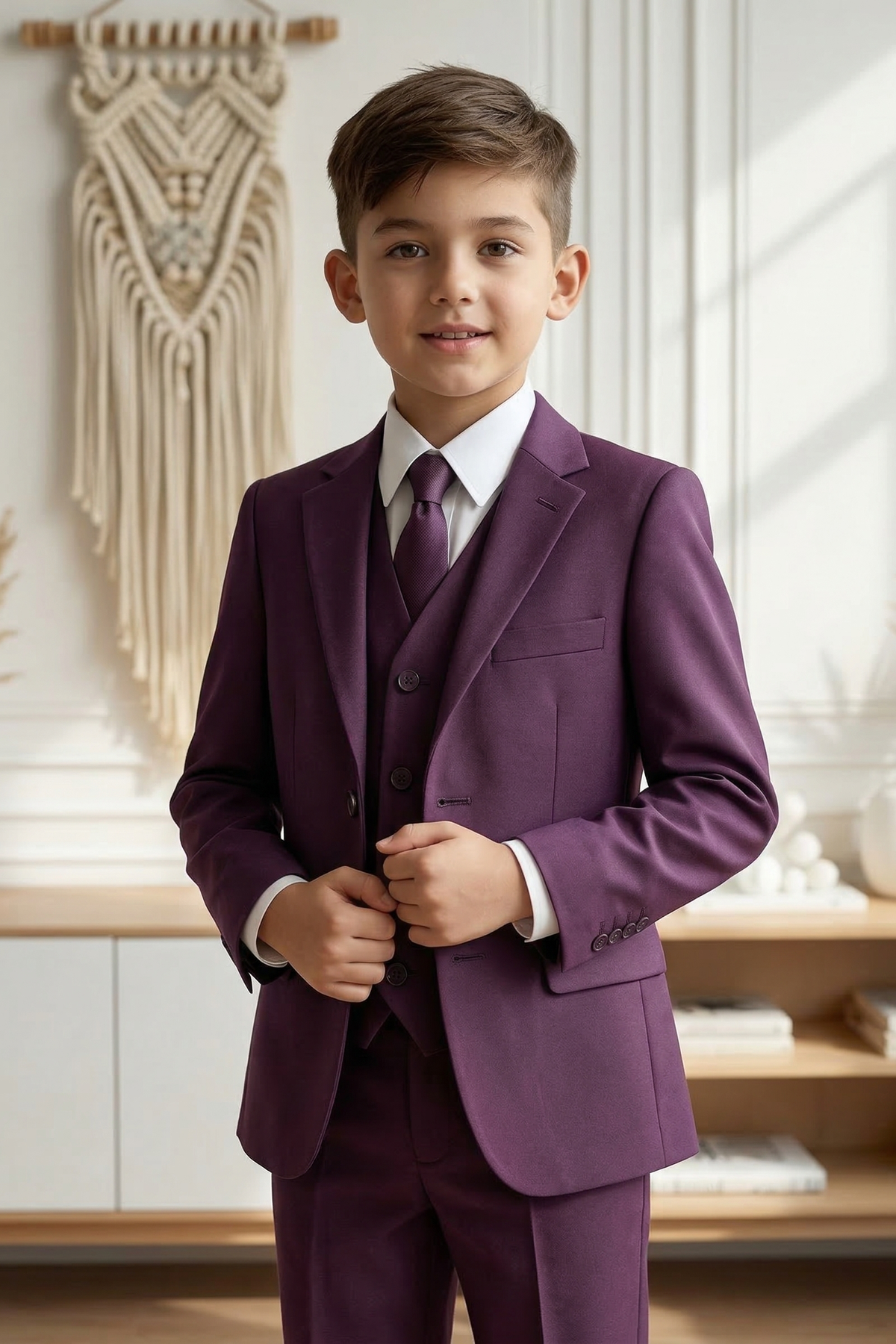 Dark Purple Single-Breasted 3-Piece Suit