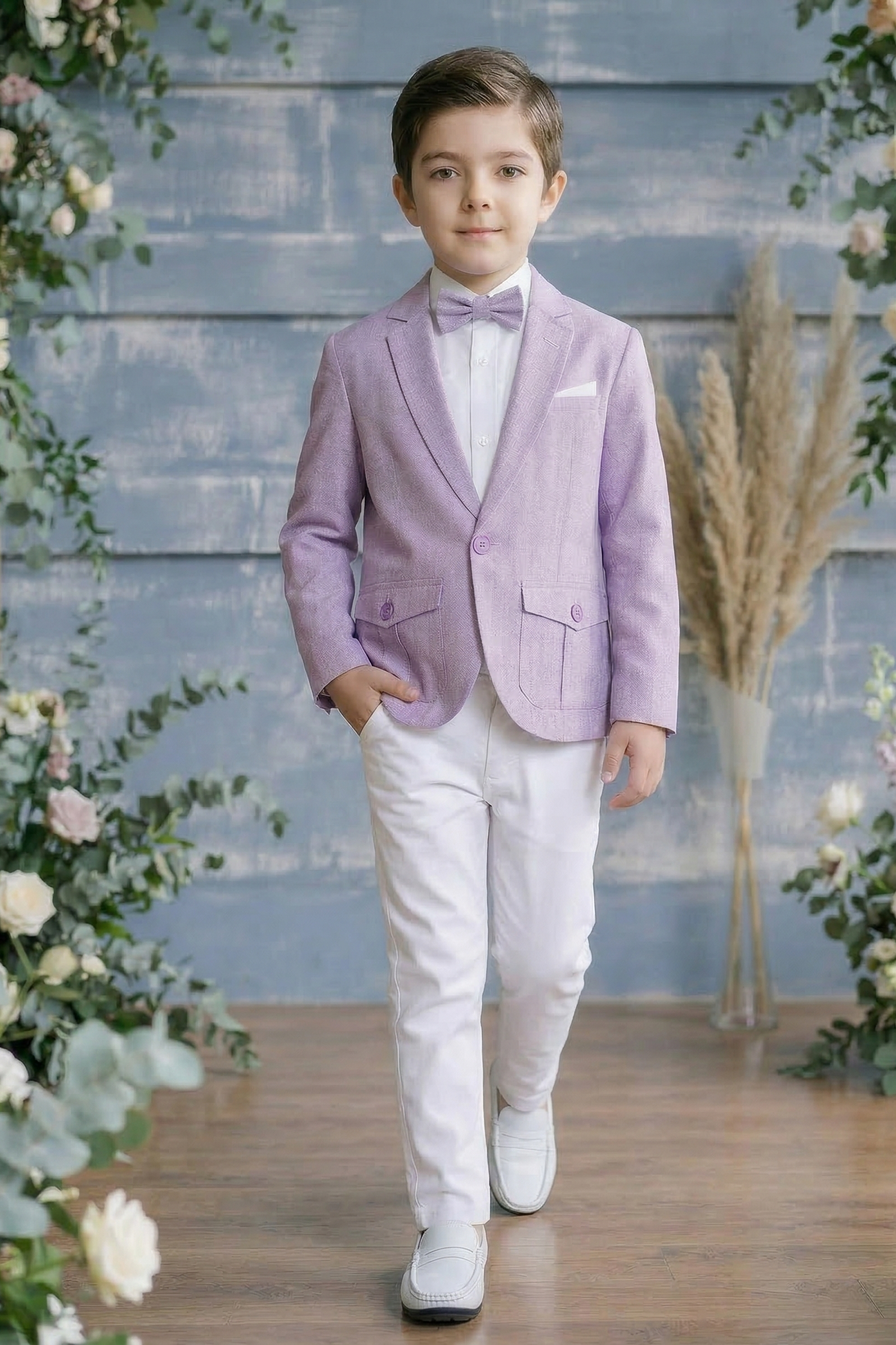 Light Purple Long-Sleeved Suit Jacket