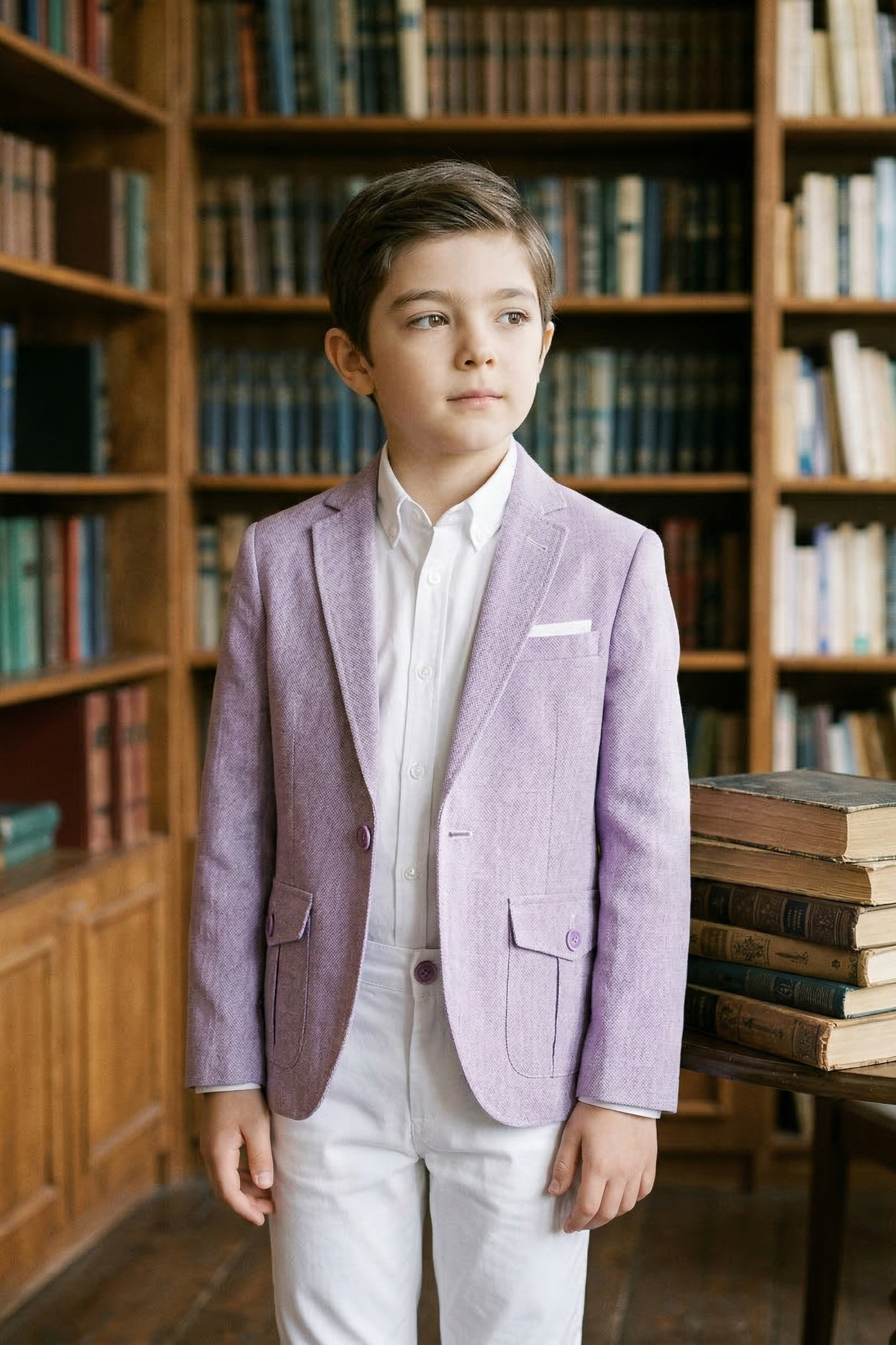 Light Purple Long-Sleeved Suit Jacket