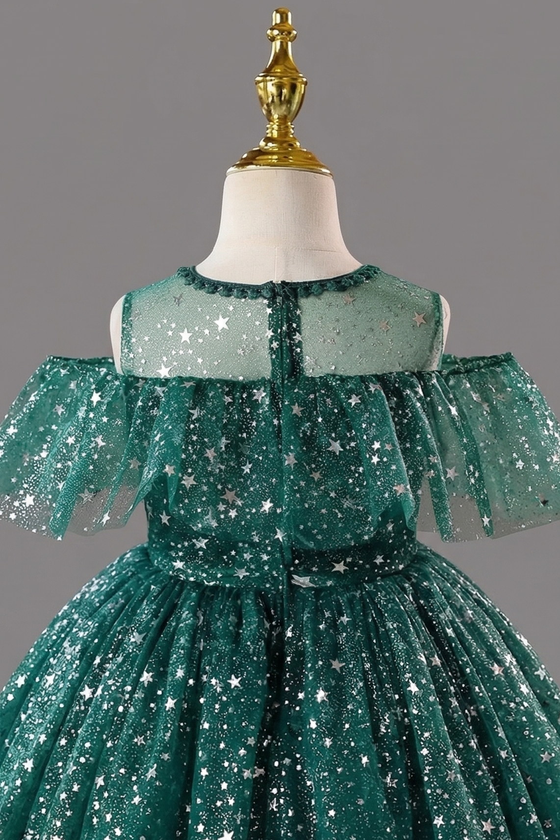Pink Mesh Sequined A-Line Dress