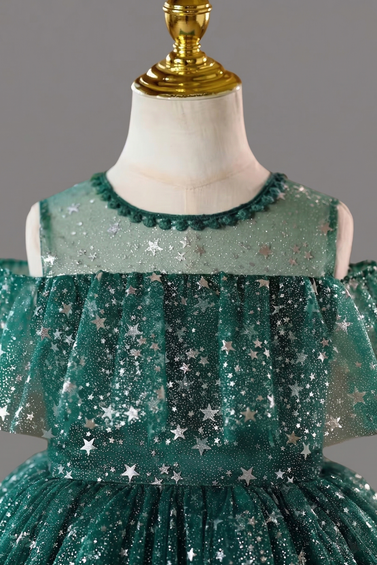 Pink Mesh Sequined A-Line Dress