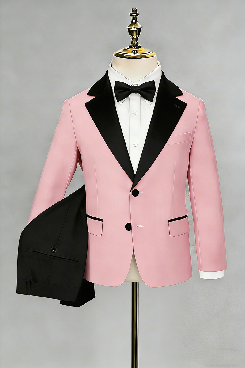 Boys Pink Tuxedo 2-Piece Suit