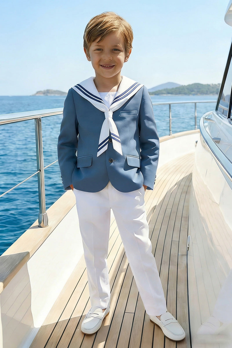 Boys Light Blue Sailor Collar 2-Piece Suit