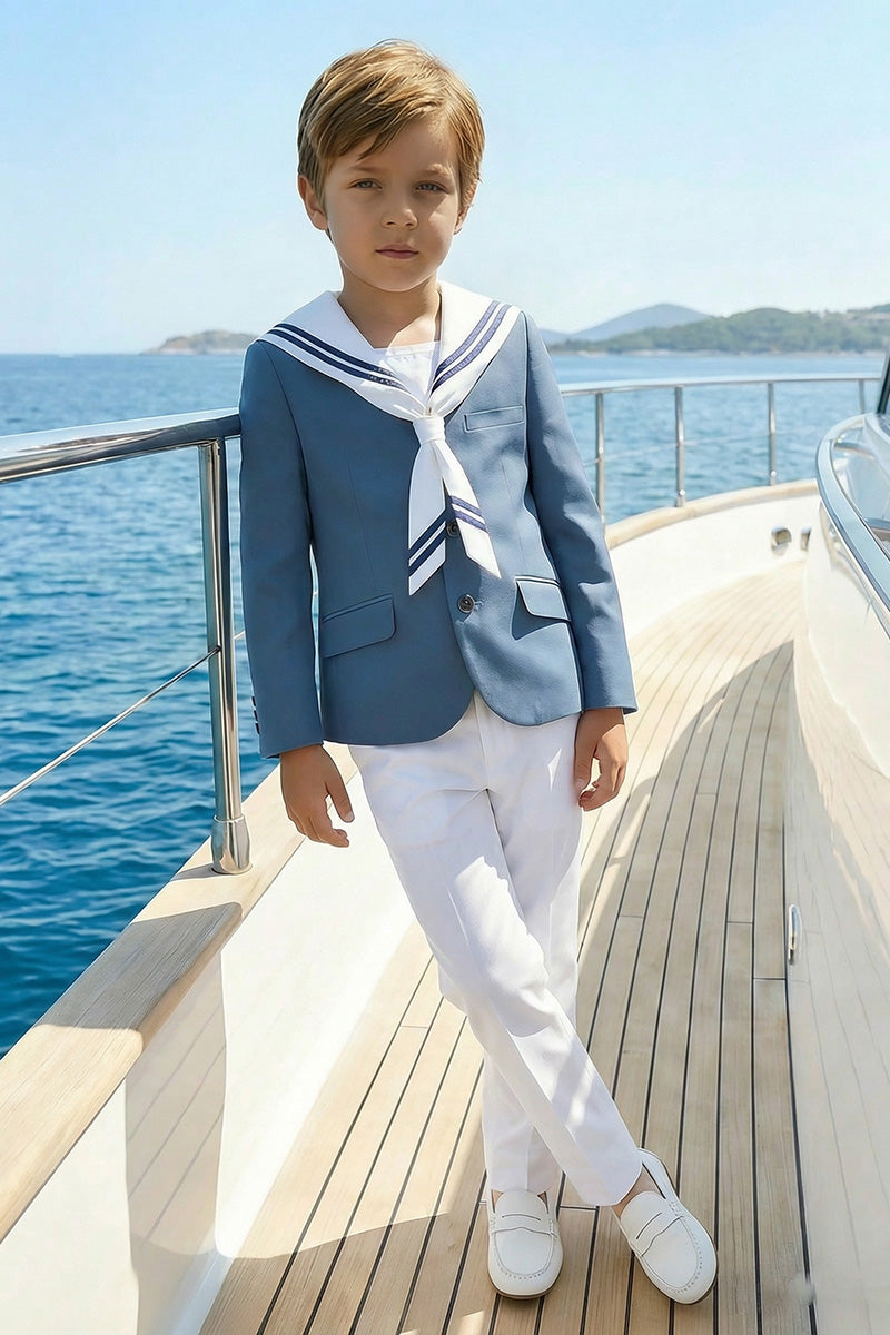 Boys Light Blue Sailor Collar 2-Piece Suit