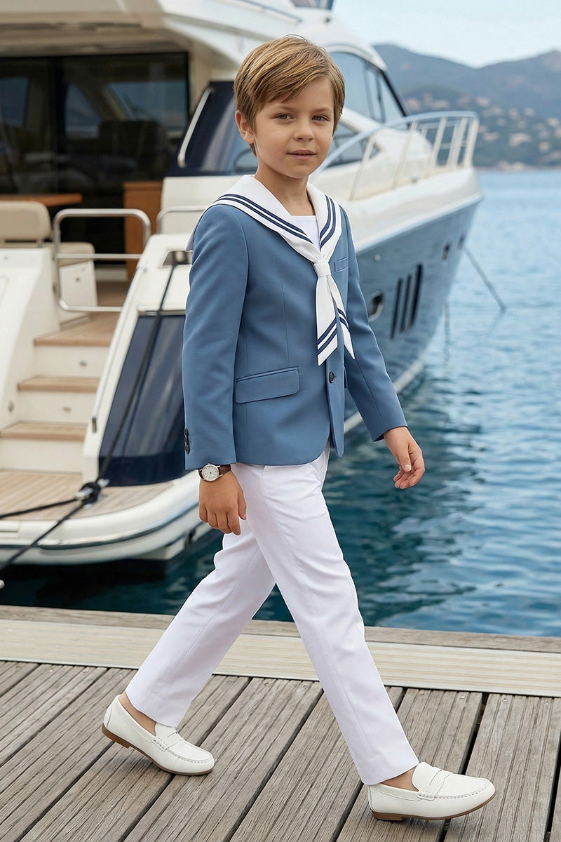 Boys Light Blue Sailor Collar 2-Piece Suit