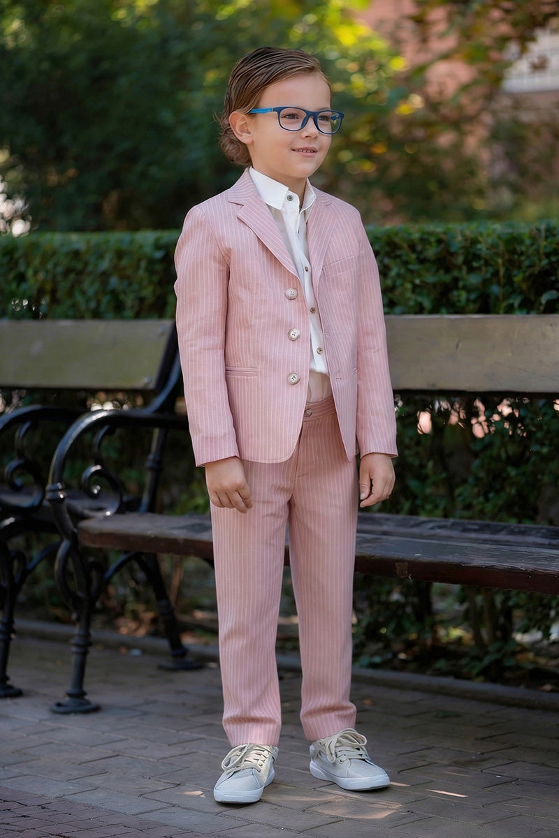 Boys Dusty Pink Pinstripe 2-Piece Suit