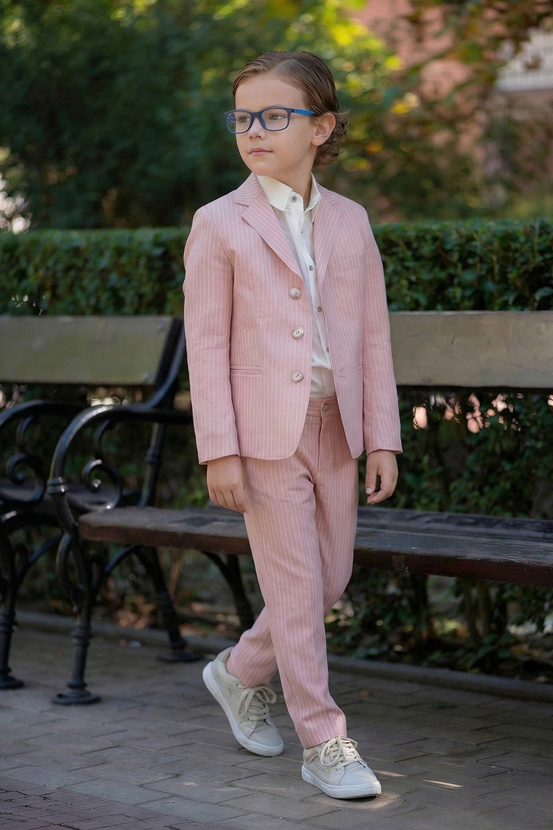 Boys Dusty Pink Pinstripe 2-Piece Suit