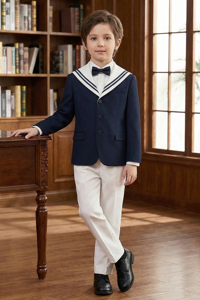 Boys Navy Sailor Collar 2-Piece Suit