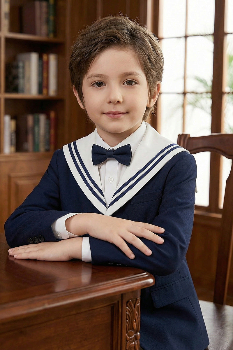 Boys Navy Sailor Collar 2-Piece Suit