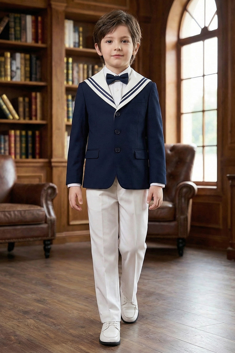 Boys Navy Sailor Collar 2-Piece Suit