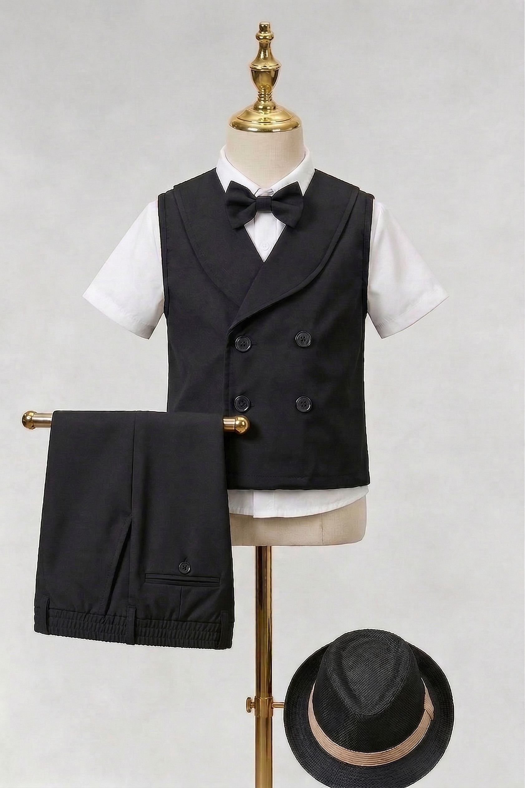 Black Double-Breasted Shorts 2-Piece Set