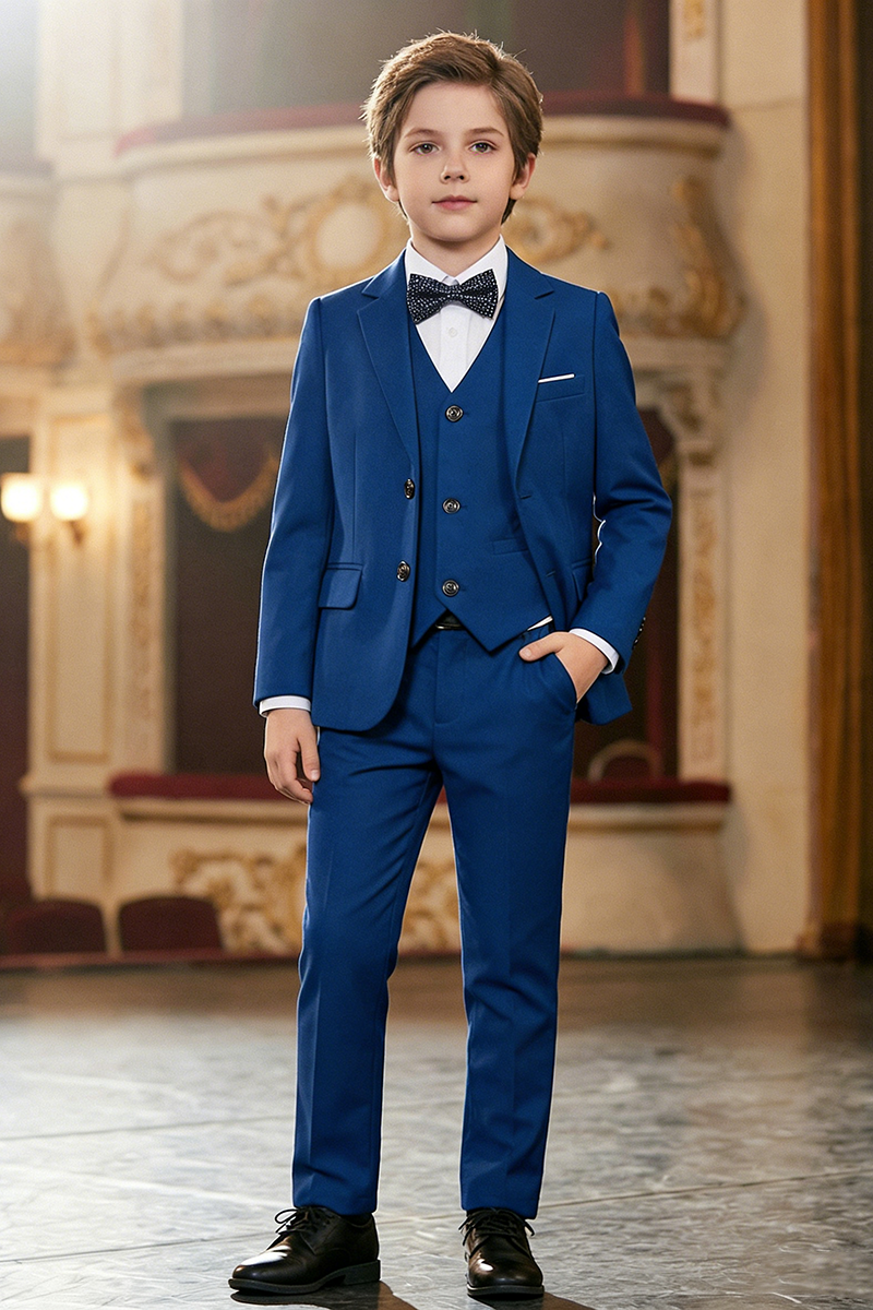 Boys Navy Blue 3-Piece Suit for Weddings