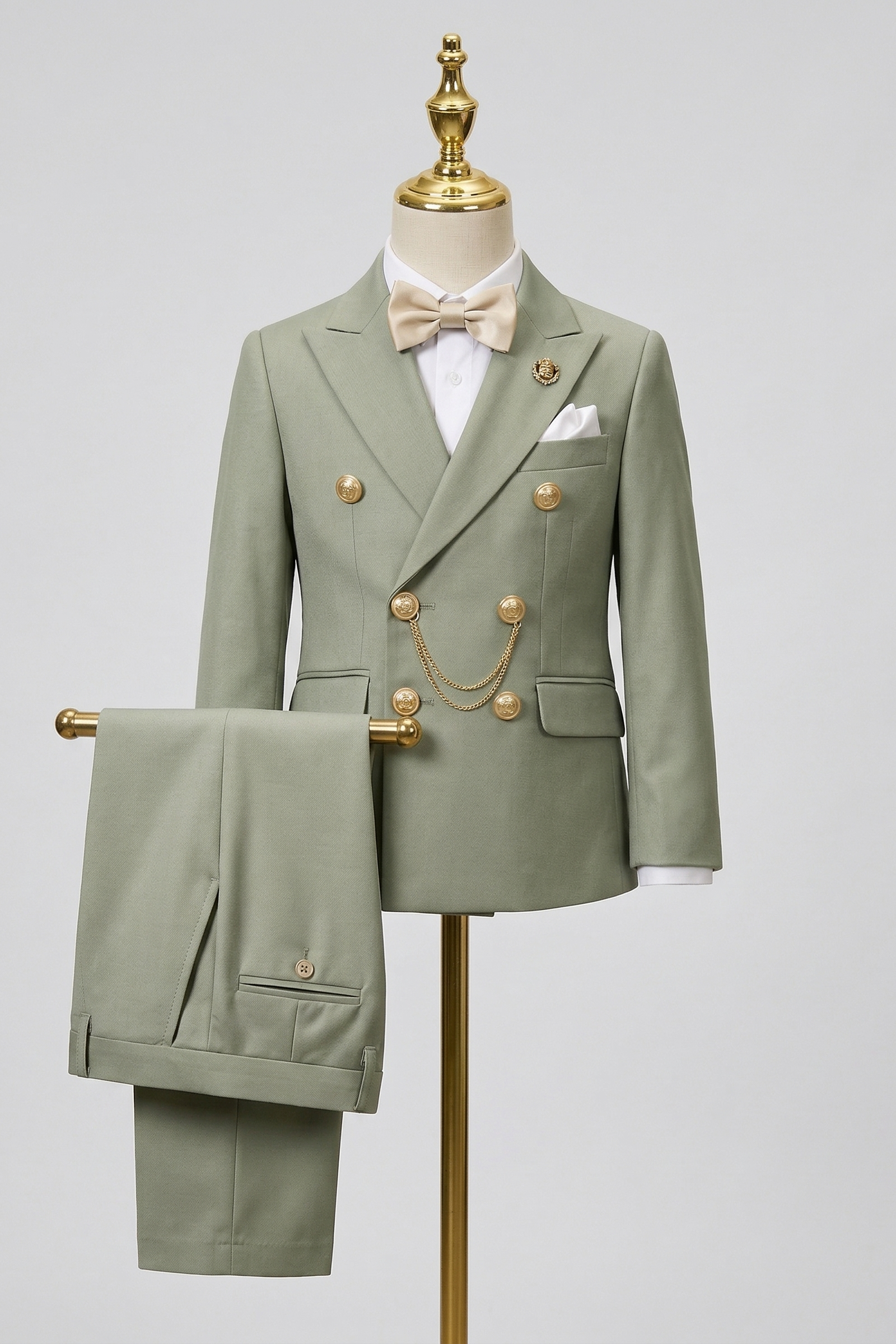 Matcha Green Double-Breasted 2-Piece Suit