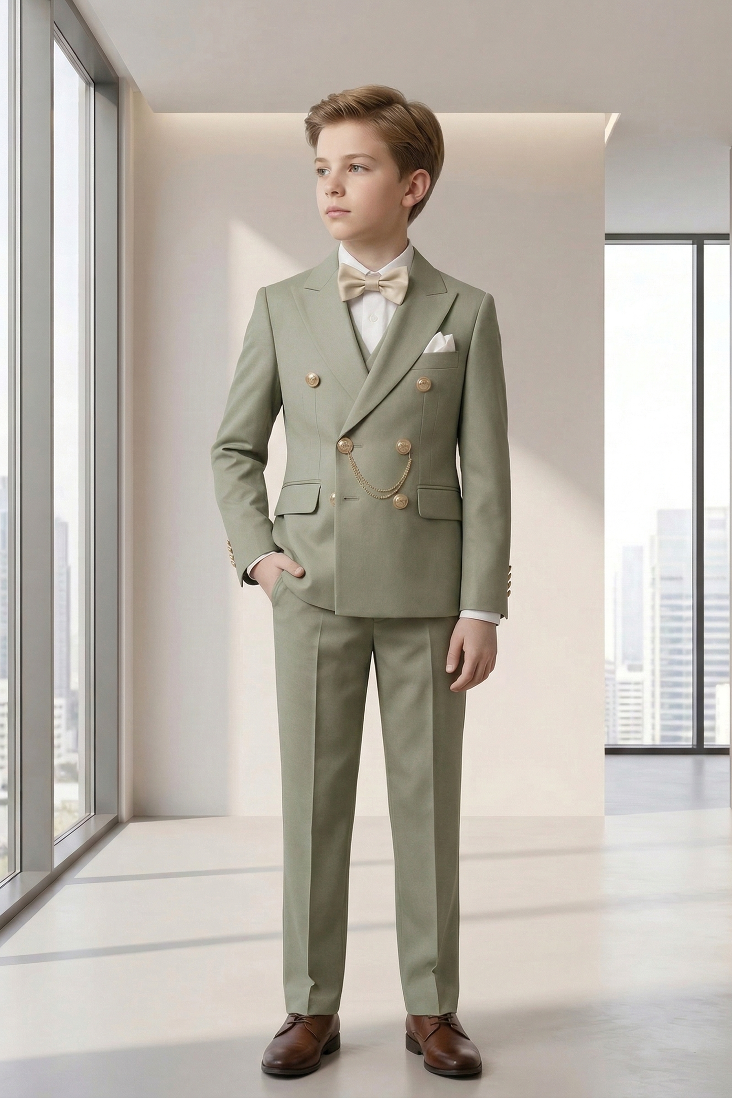 Matcha Green Double-Breasted 2-Piece Suit