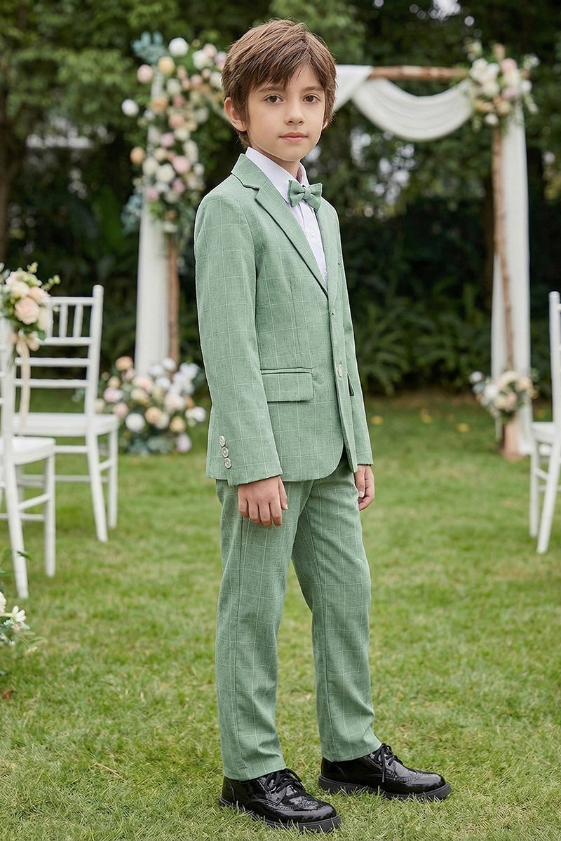 Boys Sage Green Check 2-Piece Suit